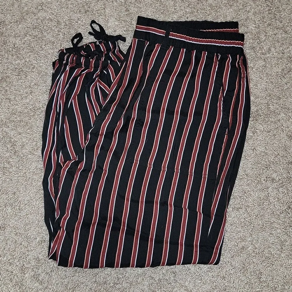 Anthropologie Silky Striped Jogger Pants Size M